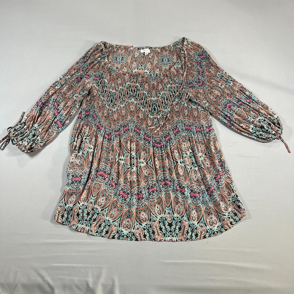 Rose & Olive Blouse Top Womens 2X Multi Paisley Off The Shoulder Long Sleeve